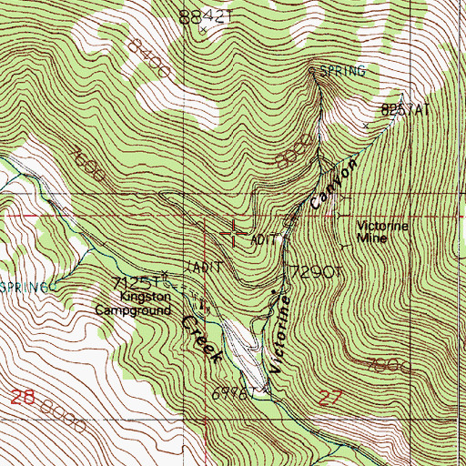 Topographic Map of Adits Mill (historical), NV