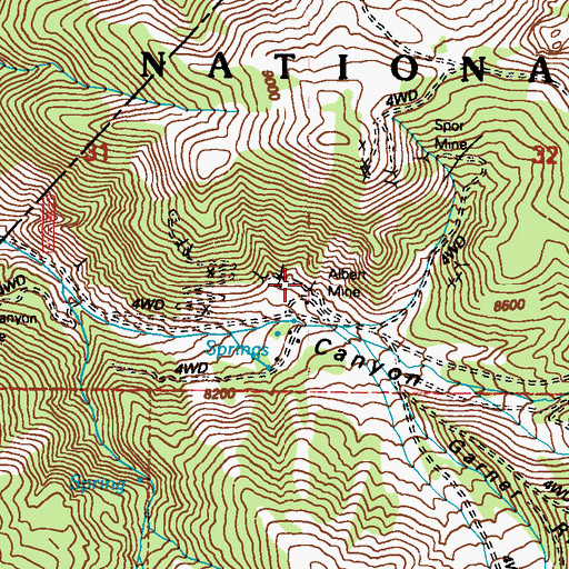 Topographic Map of Albert Mine, NV