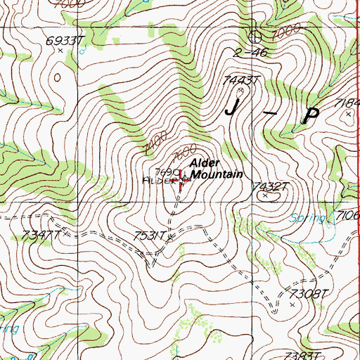 Topographic Map of Alder Mountain, NV