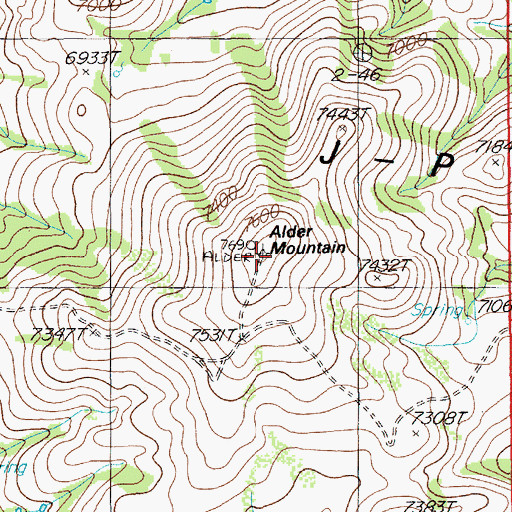 Topographic Map of Alder Mountain, NV