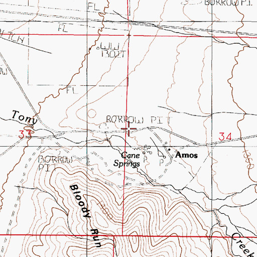 Topographic Map of Amos (historical), NV