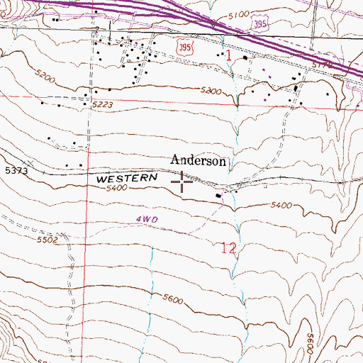 Topographic Map of Anderson, NV