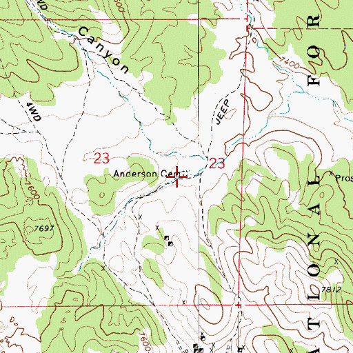 Topographic Map of Anderson Cemetery, NV