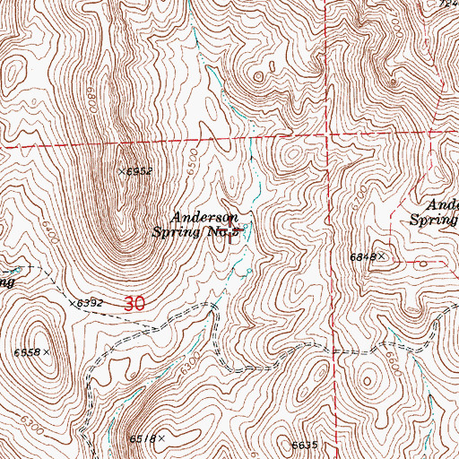 Topographic Map of Anderson Spring Number Three, NV