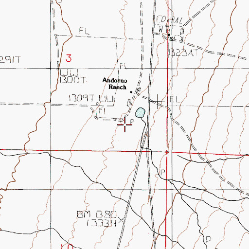 Topographic Map of Andorno Creek, NV