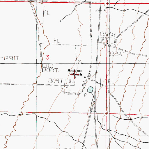 Topographic Map of Andorno Ranch, NV