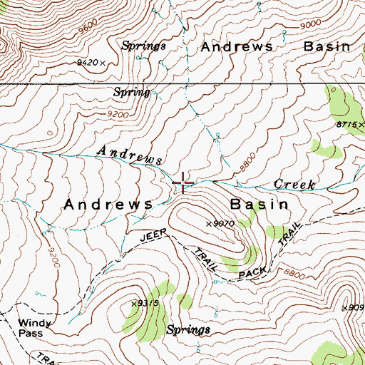 Topographic Map of Andrews Basin, NV