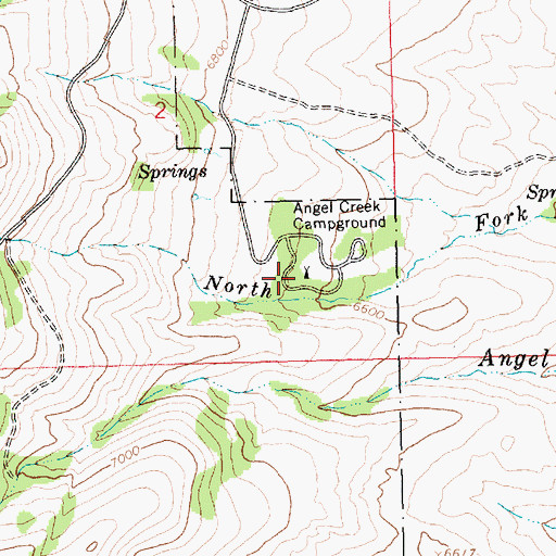Topographic Map of Angel Creek Campground, NV