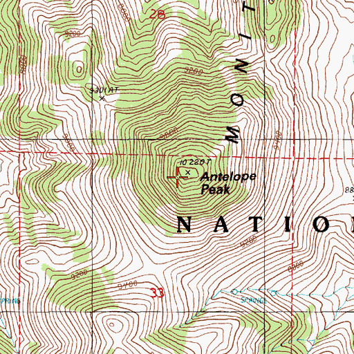 Topographic Map of Antelope Peak, NV