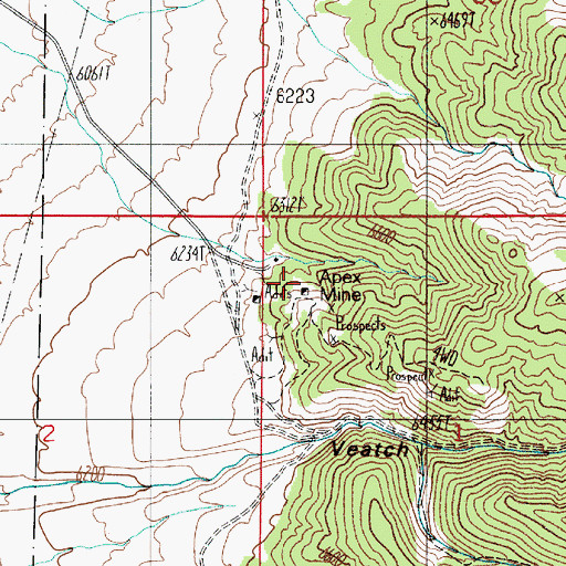 Topographic Map of Apex Mine, NV
