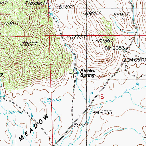 Topographic Map of Archies Spring, NV