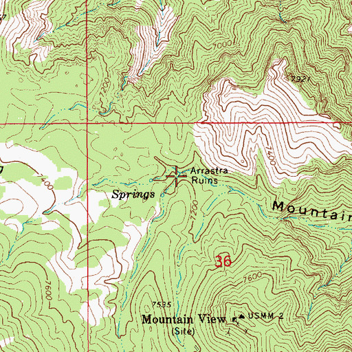 Topographic Map of Arrastra Ruins, NV