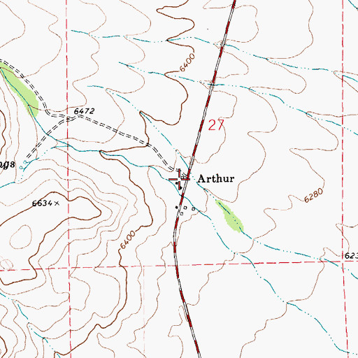 Topographic Map of Arthur, NV