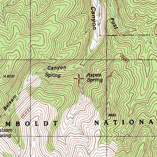 Topographic Map of Aspen Spring, NV