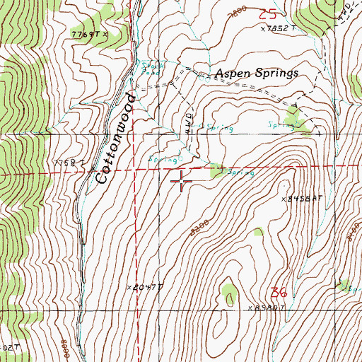 Topographic Map of Aspen Springs, NV