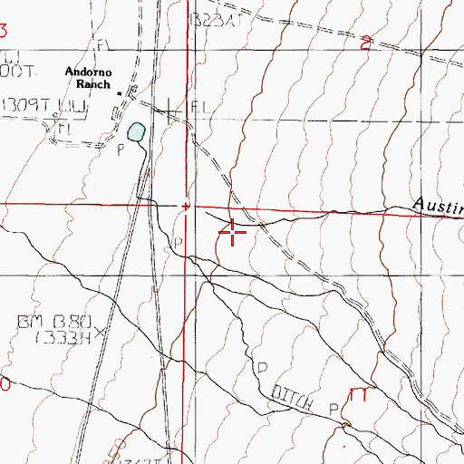 Topographic Map of Austin Creek, NV