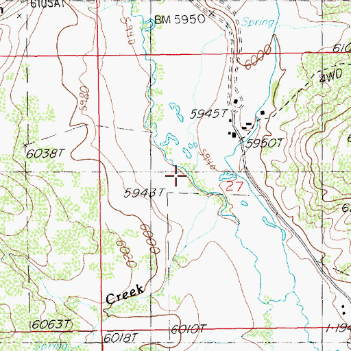 Topographic Map of Badger Creek, NV
