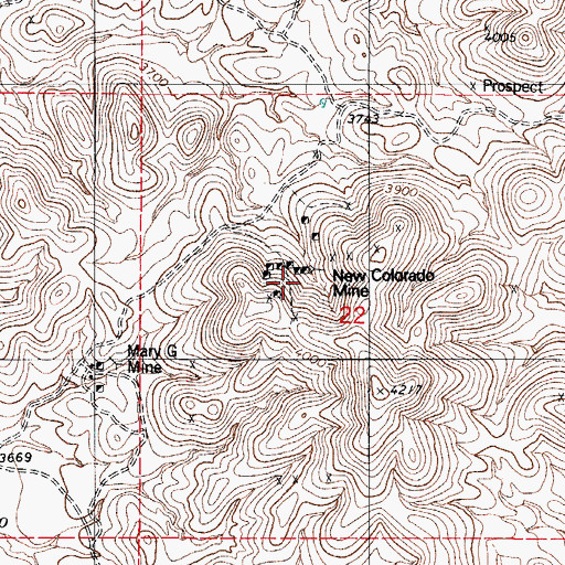 Topographic Map of New Colorado Mine, AZ
