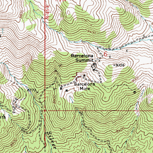 Topographic Map of Barcelona Mine, NV