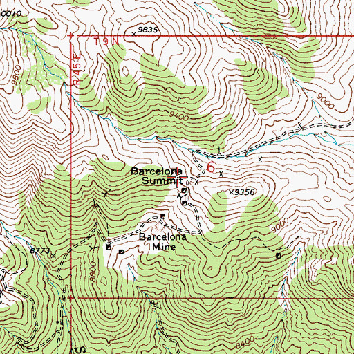 Topographic Map of Barcelona Summit, NV