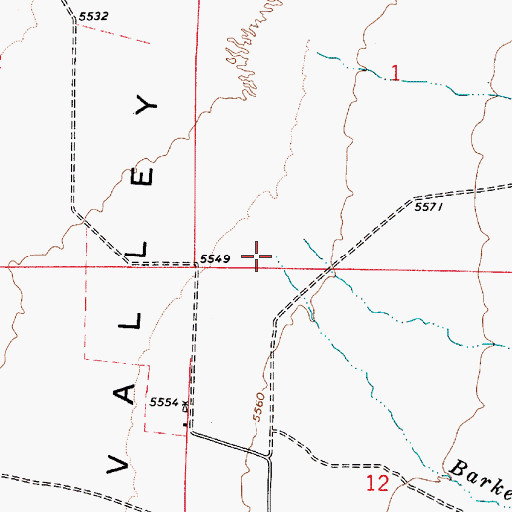 Topographic Map of Barker Creek, NV