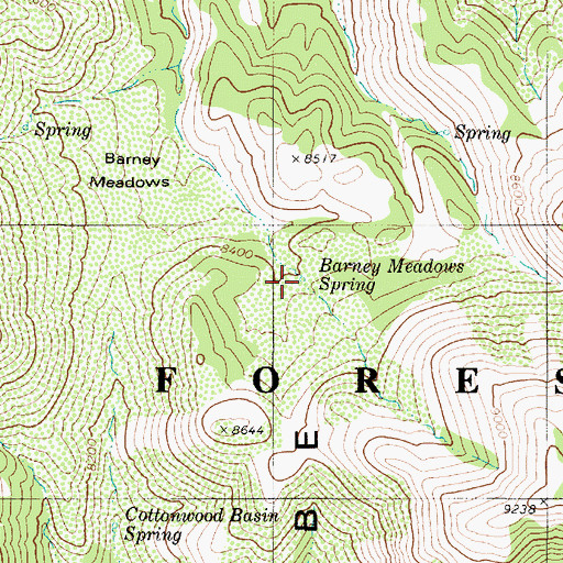 Topographic Map of Barney Meadows Spring, NV