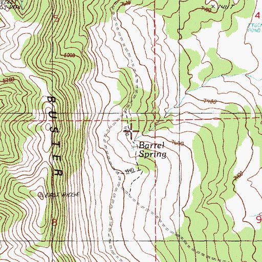 Topographic Map of Barrel Spring, NV