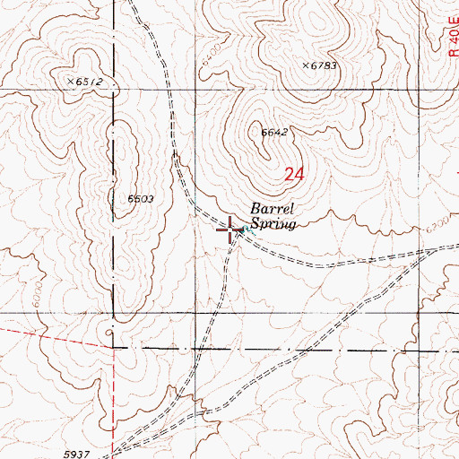 Topographic Map of Barrel Spring, NV