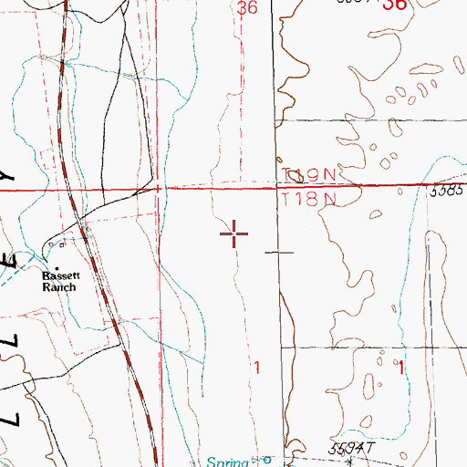 Topographic Map of Bassett Creek, NV