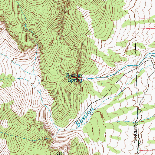 Topographic Map of Bastian Spring, NV