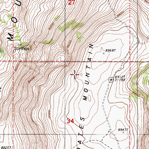 Topographic Map of Bates Mountain, NV