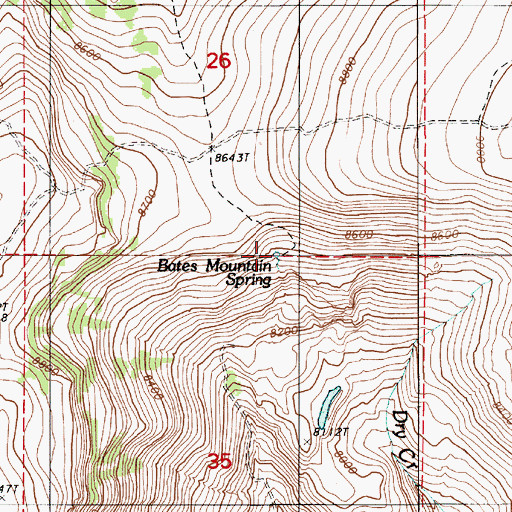 Topographic Map of Bates Mountain Spring, NV