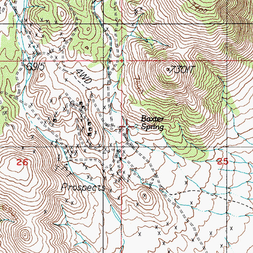 Topographic Map of Baxter Spring, NV