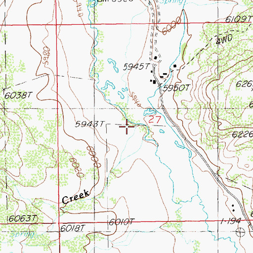 Topographic Map of Bear Creek, NV