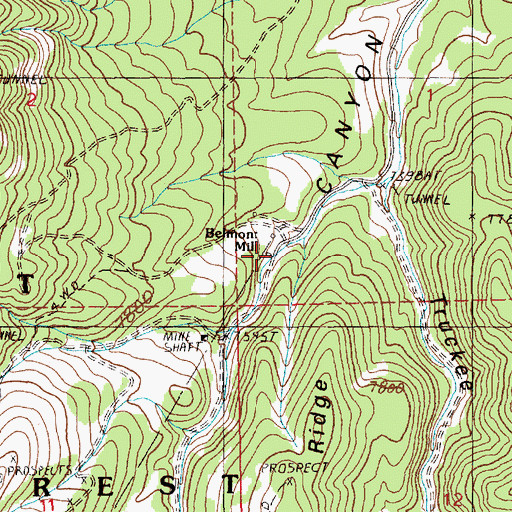 Topographic Map of Belmont Mill, NV