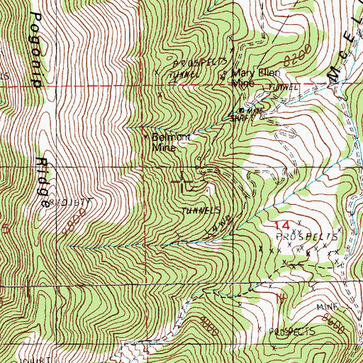 Topographic Map of Belmont Mine, NV