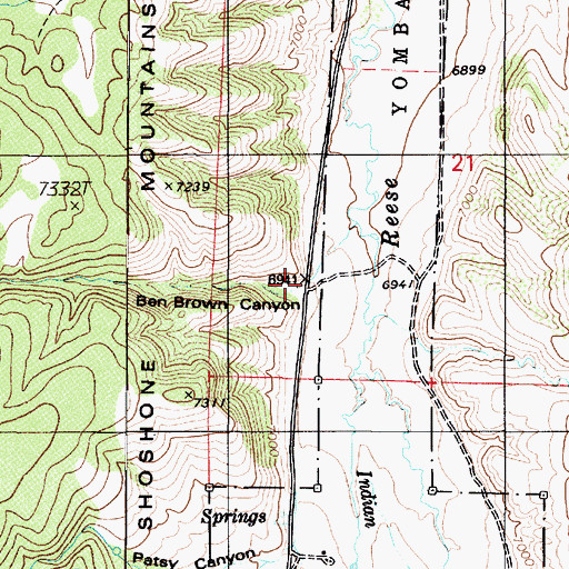 Topographic Map of Ben Brown Canyon, NV