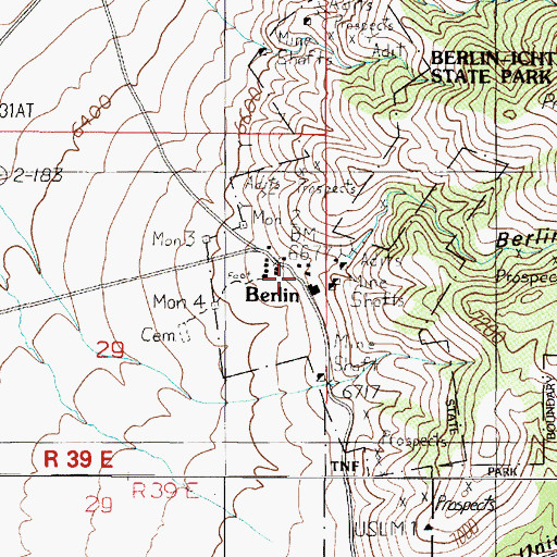 Topographic Map of Berlin Canyon, NV