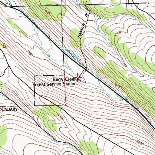 Topographic Map of Berry Creek Forest Service Station, NV