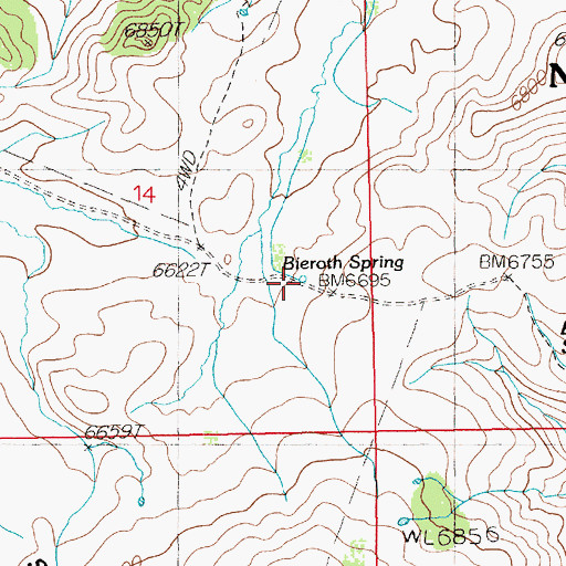 Topographic Map of Bieroth Spring, NV