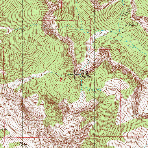 Topographic Map of Big Falls, NV