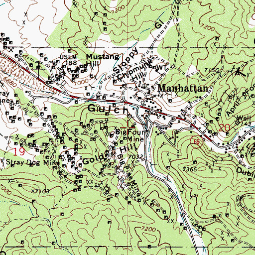 Topographic Map of Big Four Mine, NV