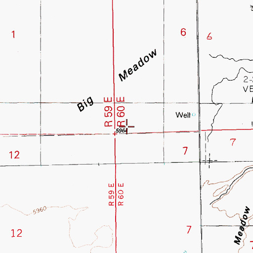 Topographic Map of Big Meadow, NV