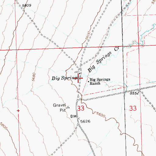Topographic Map of Big Springs, NV