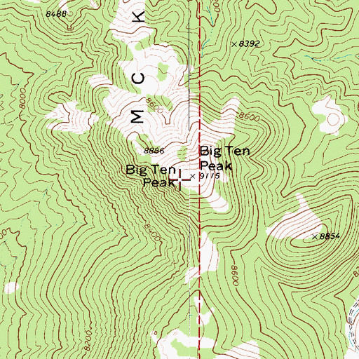Topographic Map of Big Ten Peak, NV