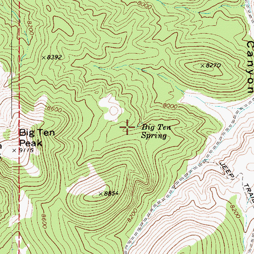 Topographic Map of Big Ten Spring, NV