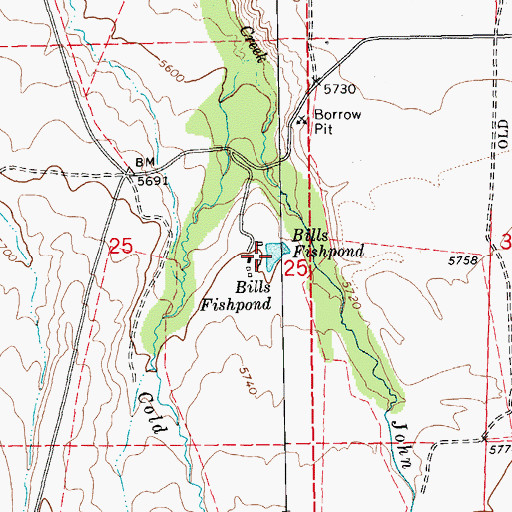 Topographic Map of Bills Fishpond, NV