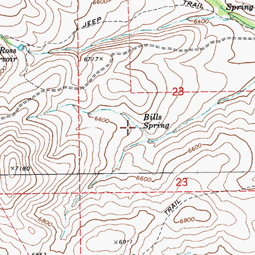 Topographic Map of Bills Spring, NV