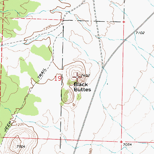 Topographic Map of Black Buttes, NV