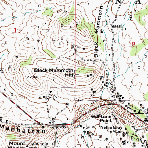Topographic Map of Black Mammoth Hill, NV
